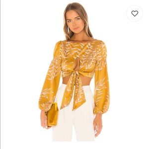 Camila Coelho Gold Tropical Top